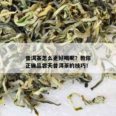 普洱茶怎么更好喝呢？教你正确品尝天普洱茶的技巧！