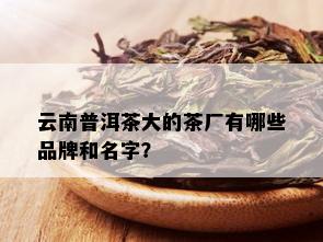 云南普洱茶大的茶厂有哪些品牌和名字？