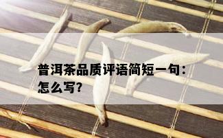 普洱茶品质评语简短一句：怎么写？