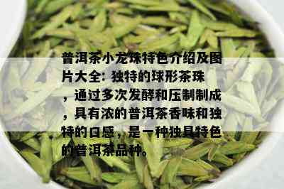 普洱茶小龙珠特色介绍及图片大全: 独特的球形茶珠，通过多次发酵和压制制成，具有浓的普洱茶香味和独特的口感，是一种独具特色的普洱茶品种。