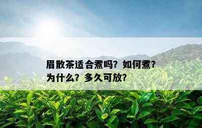 眉散茶适合煮吗？如何煮？为什么？多久可放？