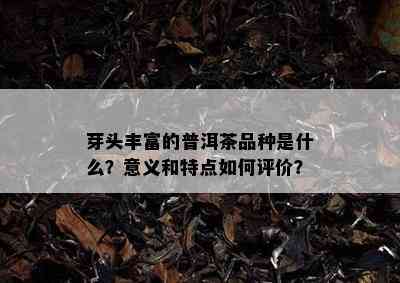 芽头丰富的普洱茶品种是什么？意义和特点如何评价？