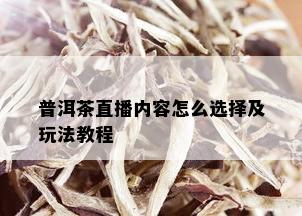 普洱茶直播内容怎么选择及玩法教程