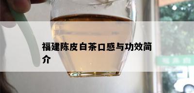 福建陈皮白茶口感与功效简介