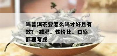 喝普洱茶要怎么喝才好且有效？-减肥、性价比、口感都要考虑