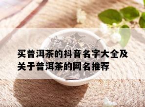 买普洱茶的抖音名字大全及关于普洱茶的网名推荐