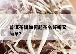 普洱茶饼如何起茶名好听又简单？