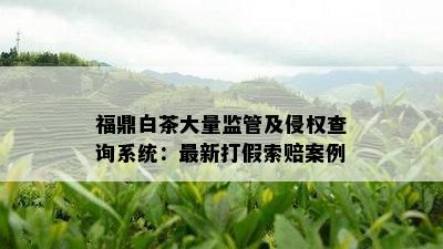 福鼎白茶大量监管及侵权查询系统：最新打假索赔案例