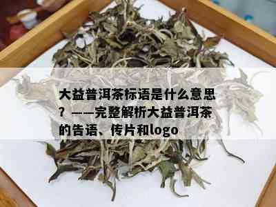 大益普洱茶标语是什么意思？——完整解析大益普洱茶的告语、传片和logo