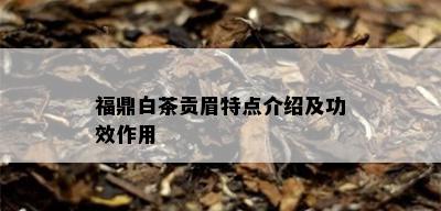 福鼎白茶贡眉特点介绍及功效作用