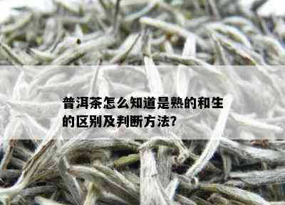 普洱茶怎么知道是熟的和生的区别及判断方法？