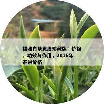 福鼎白茶贡眉珍藏版：价格、功效与作用，2016年茶饼价格