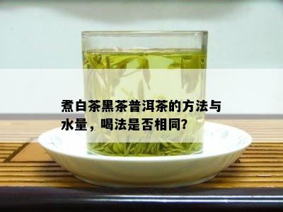 煮白茶黑茶普洱茶的方法与水量，喝法是否相同？