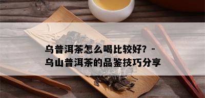 乌普洱茶怎么喝比较好？-乌山普洱茶的品鉴技巧分享