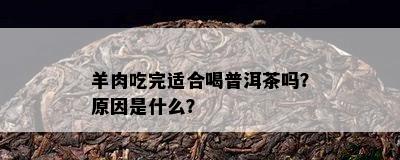 羊肉吃完适合喝普洱茶吗？原因是什么？