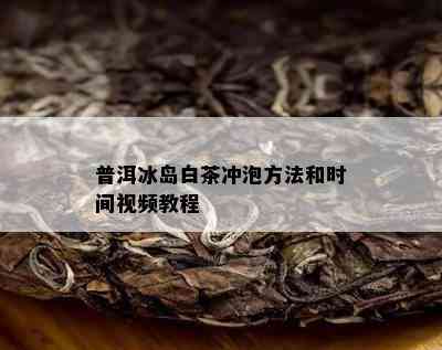 普洱冰岛白茶冲泡方法和时间视频教程