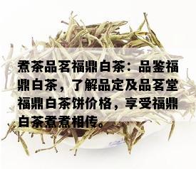 煮茶品茗福鼎白茶：品鉴福鼎白茶，了解品定及品茗堂福鼎白茶饼价格，享受福鼎白茶煮煮相传。