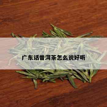 广东话普洱茶怎么说好听