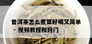 普洱茶怎么煮菜好喝又简单 - 视频教程和窍门