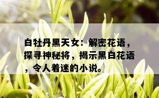 白牡丹黑天女：解密花语，探寻神秘将，揭示黑白花语，令人着迷的小说。