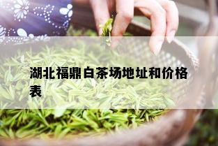 湖北福鼎白茶场地址和价格表