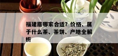 福建眉哪家合适？价格、属于什么茶、茶饼、产地全解析