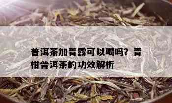 普洱茶加青露可以喝吗？青柑普洱茶的功效解析