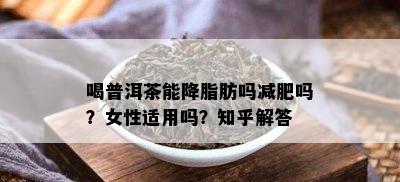 喝普洱茶能降脂肪吗减肥吗？女性适用吗？知乎解答