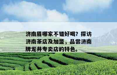 济南眉哪家不错好喝？探访济南茶店及加盟，品尝济南牌龙井专卖店的特色。