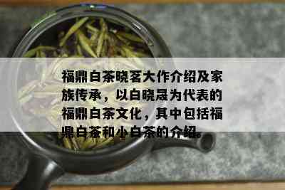 福鼎白茶晓茗大作介绍及家族传承，以白晓晟为代表的福鼎白茶文化，其中包括福鼎白茶和小白茶的介绍。