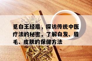 觅白王经眉，探访传统中医疗法的秘密，了解白发、眉毛、皮肤的保健方法