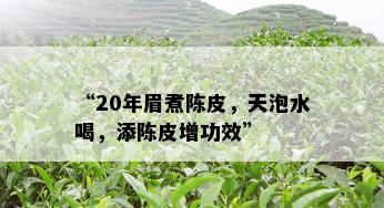 “20年眉煮陈皮，天泡水喝，添陈皮增功效”