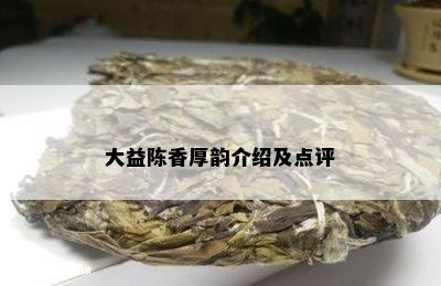 大益陈香厚韵介绍及点评