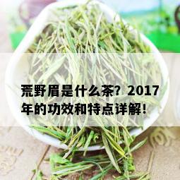 荒野眉是什么茶？2017年的功效和特点详解！