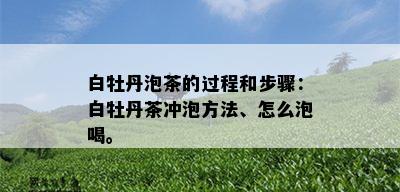 白牡丹泡茶的过程和步骤：白牡丹茶冲泡方法、怎么泡喝。