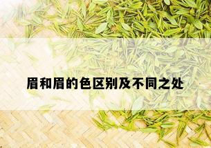 眉和眉的色区别及不同之处