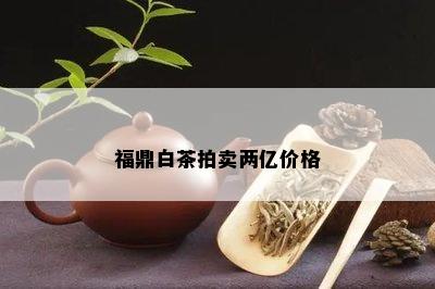 福鼎白茶拍卖两亿价格