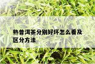 熟普洱茶分别好坏怎么看及区分方法