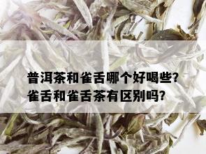 普洱茶和雀舌哪个好喝些？雀舌和雀舌茶有区别吗？