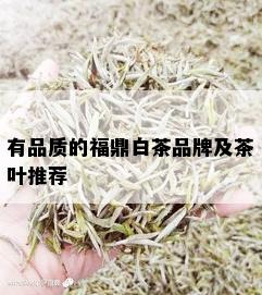 有品质的福鼎白茶品牌及茶叶推荐