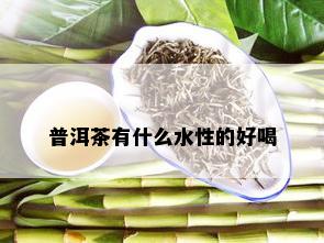 普洱茶有什么水性的好喝