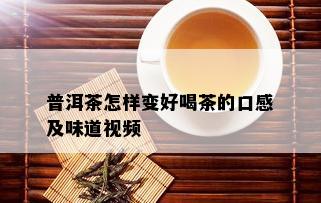 普洱茶怎样变好喝茶的口感及味道视频