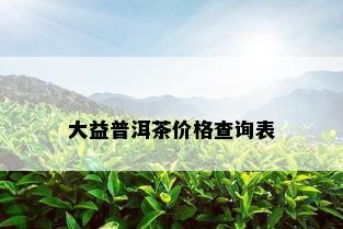 大益普洱茶价格查询表