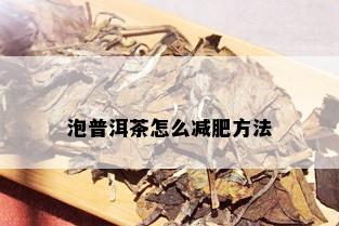 泡普洱茶怎么减肥方法