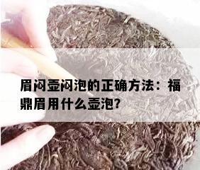 眉闷壶闷泡的正确方法：福鼎眉用什么壶泡？