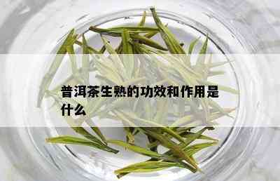 普洱茶生熟的功效和作用是什么