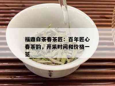 福鼎白茶春茶匠：百年匠心春茶韵，开采时间和价格一览