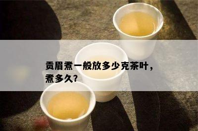 贡眉煮一般放多少克茶叶，煮多久？