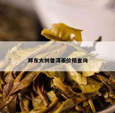 邦东大树普洱茶价格查询