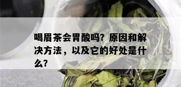 喝眉茶会胃酸吗？原因和解决方法，以及它的好处是什么？